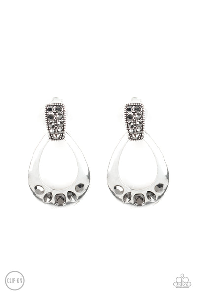 Broker Babe - Silver Paparazzi Clip-On Earrings