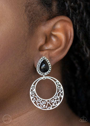 Exotic Escape - Black Paparazzi Clip-On Earrings