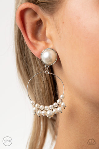 Seize Your Moment - White Paparazzi Clip-On Earrings