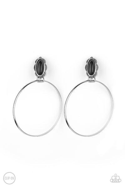 At Long LASSO - Black Paparazzi Clip-On Earrings