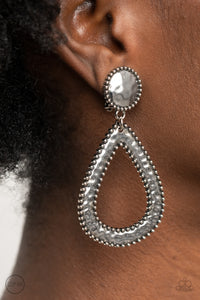 Beyond The Borders - Silver Clip-On Earrings Paparazzi