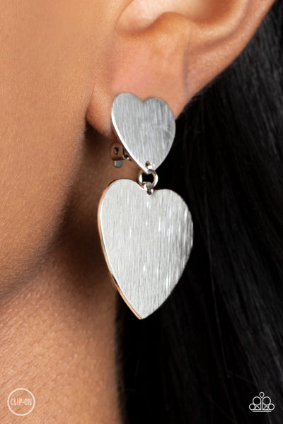 Cowgirl Crush - Silver Paparazzi Clip-On Earrings