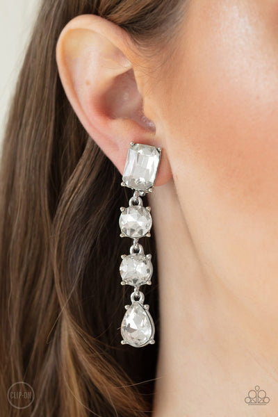 Make A-LIST Clip-On - White Paparazzi Clip-On Earrings