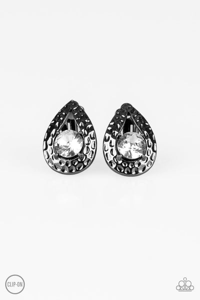 Elite Edge Clip-On - Black Paparazzi Clip-On Earrings