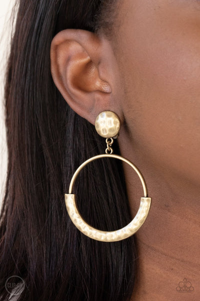 Rustic Horizons- Brass Paparazzi Clip-On Earrings