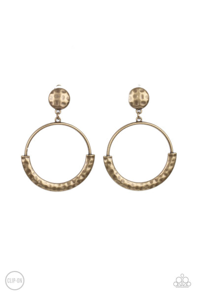 Rustic Horizons- Brass Paparazzi Clip-On Earrings