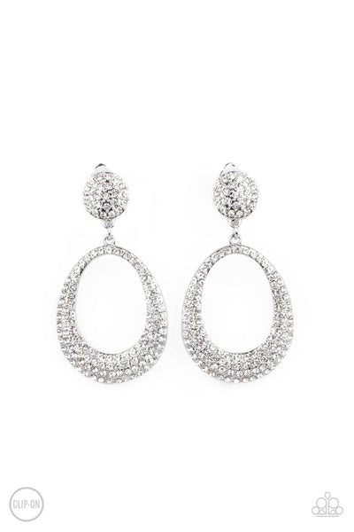 Sophisticated Smolder Clip-On Earrings - White Paparazzi