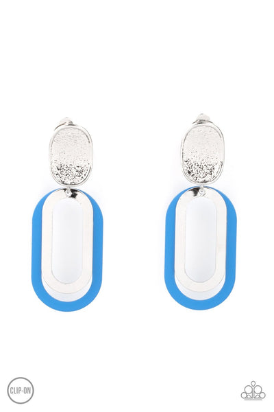 Melrose Mystery Clip-On Earrings - Blue Paparazzi