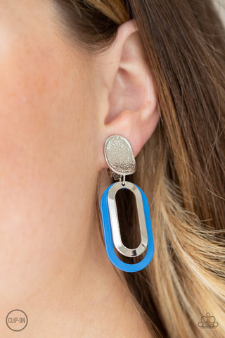 Melrose Mystery Clip-On Earrings - Blue Paparazzi